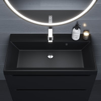 Кварцевая раковина для ванной комнаты Uperwood Classic Quartz 80 см, черная матовая, уголь 291030008