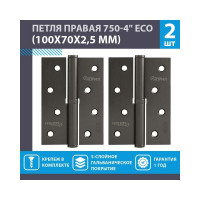 Врезные петли НОРА-М 750-4" ECO правые 100x70x2,5 графит, 2 шт. 18699