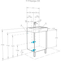 Тумба под раковину AQUATON Кантри 55 белый, дуб верона 1A257601AHB20