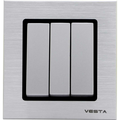 Трехклавишный выключатель Vesta Electric Exclusive Silver Metallic FVK050306STA