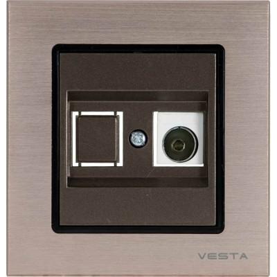 Телефонная двойная розетка Vesta Electric Exclusive Champagne Metallic FRZ00041014BSH