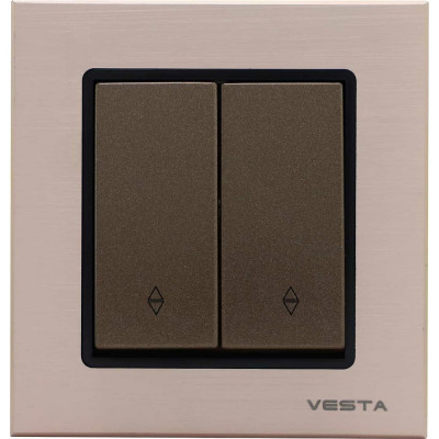 Реверсивный двухклавишный выключатель Vesta Electric Exclusive Champagne Metallic FVK050205BSH