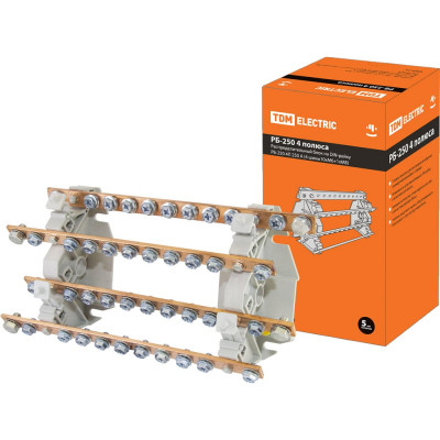 TDM Распределительный блок на DIN-рейку РБ-250 4П 250А (4 шины 10xM6+1хM8) SQ0823-0009