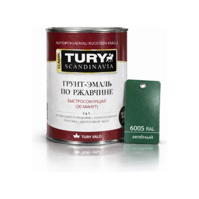 Грунт-эмаль по ржавчине 3 в 1 TURY МС-102 (зеленая RAL 6005; 11 кг) T1-00007184