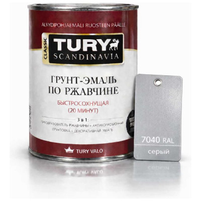 Грунт-эмаль по ржавчине 3 в 1 TURY МС-102 (серая RAL 7040; 2 кг) T1-00007140