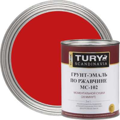 Грунт-эмаль по ржавчине 3 в 1 TURY МС-102 (красная RAL 3020; 0,9 кг) T1-00007138
