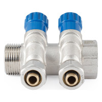 Коллектор с регулировочными вентилями PROFACTOR в/н 1" х 2 вых 16 цанга PF MVP 269.2C