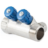 Коллектор с регулировочными вентилями PROFACTOR в/н 1" х 2 вых 16 цанга PF MVP 269.2C