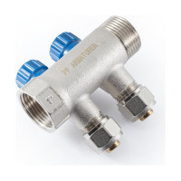 Коллектор с регулировочными вентилями PROFACTOR в/н 1" х 2 вых 16 цанга PF MVP 269.2C