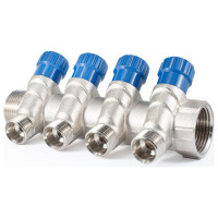 Коллектор с регулировочными вентилями PROFACTOR в/н 1" х 4 вых 1/2"нар PF MV 269.4