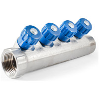 Коллектор с регулировочными вентилями PROFACTOR в/н 1" х 4 вых 1/2"нар PF MV 269.4