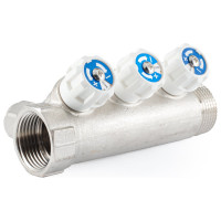 Коллектор с регулировочными вентилями PROFACTOR в/н 1"х3 вых 16 цанга PF MVP 269.3C