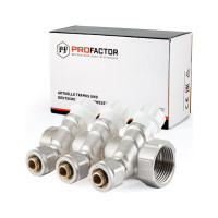 Коллектор с регулировочными вентилями PROFACTOR в/н 1"х3 вых 16 цанга PF MVP 269.3C