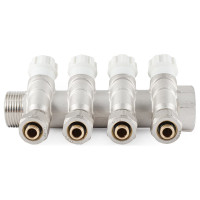 Коллектор с регулировочными вентилями PROFACTOR в/н 1"х4 вых 16 цанга PF MVP 269.4C