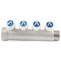 Коллектор с регулировочными вентилями PROFACTOR в/н 1"х4 вых 16 цанга PF MVP 269.4C
