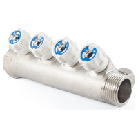 Коллектор с регулировочными вентилями PROFACTOR в/н 1"х4 вых 16 цанга PF MVP 269.4C