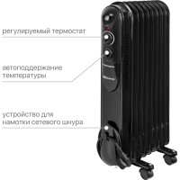 Масляный обогреватель TDM ELECTRIC МО-9К, чёрный, 2000 Вт, регулируемая мощность, термостат, SQ2501-0905