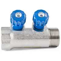 Коллектор с регулировочными вентилями PROFACTOR в/н 1" х 2 вых 1/2"нар PF MV 269.2