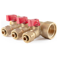 Коллектор с шаровыми кранами PROFACTOR в/н 1" х 3 вых 16 цанга PF MVP 267.3