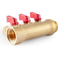 Коллектор с шаровыми кранами PROFACTOR в/н 1" х 3 вых 16 цанга PF MVP 267.3