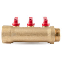 Коллектор с шаровыми кранами PROFACTOR в/н 1" х 3 вых 16 цанга PF MVP 267.3