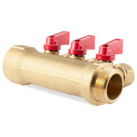 Коллектор с шаровыми кранами PROFACTOR в/н 1" х 3 вых 16 цанга PF MVP 267.3