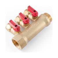 Коллектор с шаровыми кранами PROFACTOR в/н 1" х 3 вых 16 цанга PF MVP 267.3