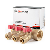 Коллектор с шаровыми кранами PROFACTOR в/н 1" х 3 вых 16 цанга PF MVP 267.3