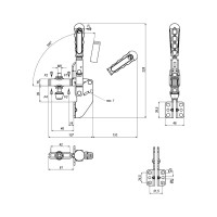 Прижим механический с угловым основанием KUKAMET, усилие 250 кг 213-3
