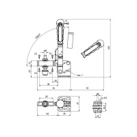 Прижим механический с горизонтальным основанием KUKAMET, усилие 100 кг 211-1