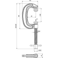 Ручная винтовая струбцина KUKAMET G-образная усилие 816 кг 831-2