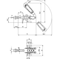 Зажим механический плунжерный с кронштейном KUKAMET, усилие 99 кг 511-1