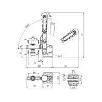 Прижим механический с горизонтальным основанием KUKAMET, усилие 255 кг 211-3