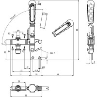 Прижим механический с вертикальным основанием KUKAMET, усилие 70 кг 212-0