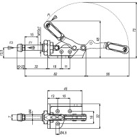 Зажим механический плунжерный с кронштейном KUKAMET, усилие 71 кг 511-0