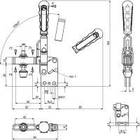 Прижим механический с вертикальным основанием KUKAMET, усилие 140 кг 212-2