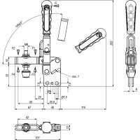 Прижим механический с вертикальным основанием KUKAMET, усилие 250 кг 212-3