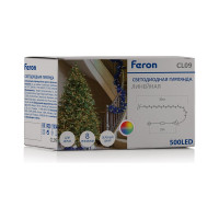 Светодиодная линейная гирлянда FERON CL09 10м + 2м 230V мультиколор, c питанием от сети, зеленый шнур, 48179