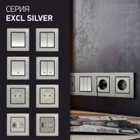 Выключатель Эксклюзивный Серебристый Металлик одноклавишный Metronex Electric FVK050201SER