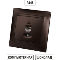 Розетка компьютерная RJ45 TDM ELECTRIC шоколад, серия "Лама" SQ1815-0516