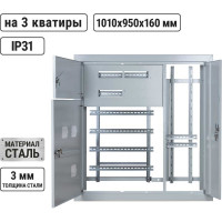 Корпус этажного щита TDM 3 квартиры, модификация 3, Народный, 1010x950x160 SQ0905-1337