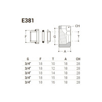 Фитинг для медной трубы SR Rubinetterie 15x3/4" E, цвет золото E381-2000D0E0