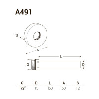 Комплект декоративных трубок SR Rubinetterie с резьбой 15x1/2х L150, цвет золото A491-1500DE15