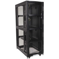 Шкаф LANMASTER DCS 42U 600x1070 мм, 4 секции, двери с перфорацией, с боковыми панелями, черный LAN-DC-CBP4-42Ux6x10
