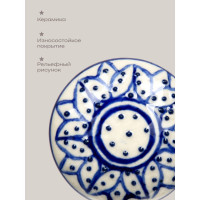 Керамическая ручка для мебели Blumen Haus Гжель ручная роспись, цвет белый, рисунок синий 66163