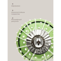 Керамическая ручка для мебели Blumen Haus Ливанский узор ручная роспись, цвет зеленый, рисунок белый 66046