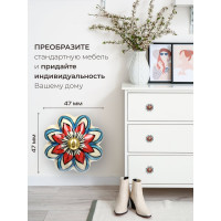 Керамическая ручка для мебели Blumen Haus Лотос ручная роспись, цвет белый, рисунок цветной 66110