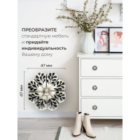 Керамическая ручка для мебели Blumen Haus Чёрная жемчужина ручная роспись, цвет белый, рисунок черный 66199