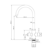 Смеситель для кухни ESKO Granite Black с подключением к фильтру, R-излив GR 04 B