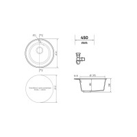 Мойка ULGRAN Quartz Nora 485-02
